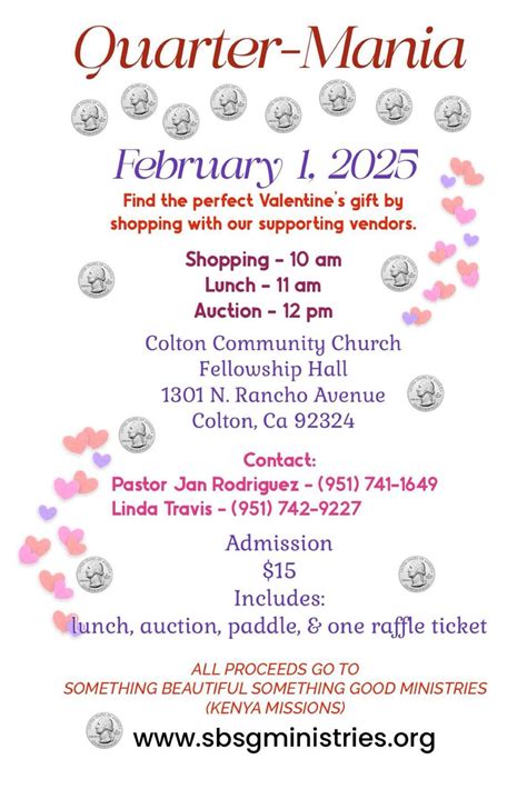 Quartermania Fundraiser, Colton Community Church, 1 February 2025 ...