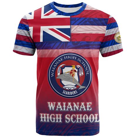 Hawaii Waianae High School T-Shirt Flag Color With Traditional Patterns ...