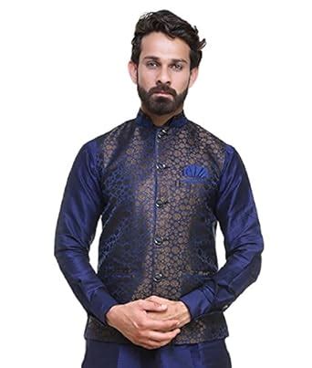 Buy ASHLAR Blue Nehru Jacket at Amazon.in
