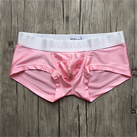 Men's Solid Colored Boxer Briefs Super Sexy 1 PC Youth U-convex briefs ...