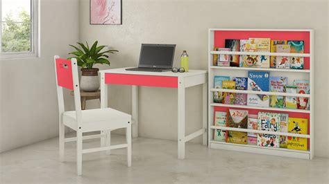 Adona Mystica Kids Study Set with Desk Teak Wood Chair and Bookshelf w ...