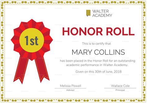 Honor Roll Certificate Template - Templates.maexproit.com