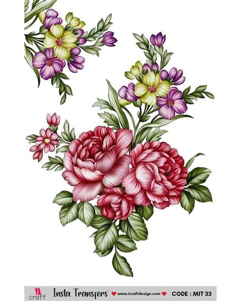 iCraft Water Transfer Sticker – Flower Design (MIT33) (3.5" x 5 ...