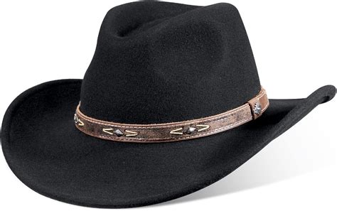 Buy Felt Cowboy Cowgirl Hat Western Outback Wide Brim Hat 100% Wool ...