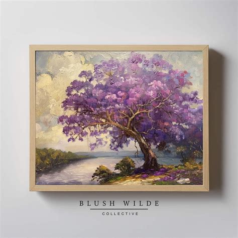Jacaranda Tree Oil Painting / PRINTABLE Vintage Florida Oil Painting / Moody Oil Painting Prints ...