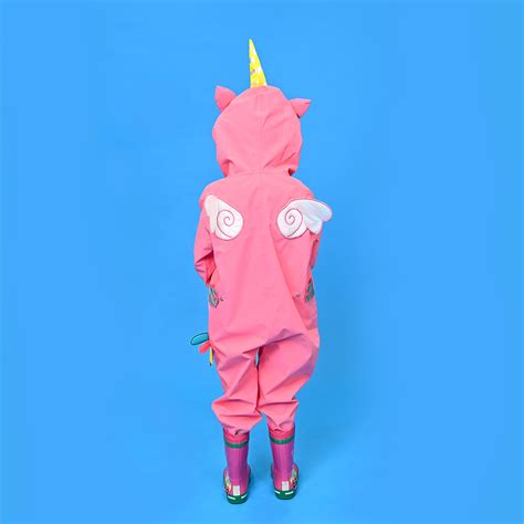 Bright Pink Magical Unicorn Theme All Over Jumpsuit / Playsuit Raincoat ...