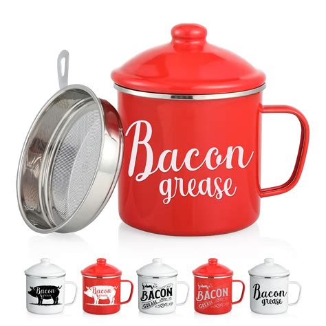 Amazon.com: 46OZ LARGE Bacon Grease Saver with Fine Mesh Strainer ...