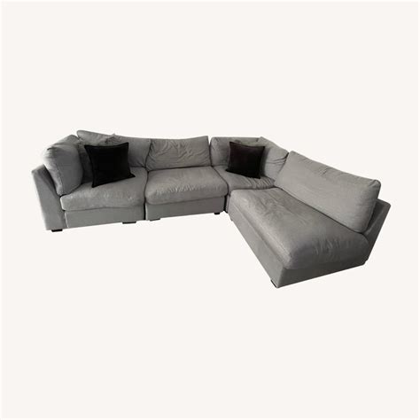 Jennifer Furniture Light Grey Sectional Couch - AptDeco