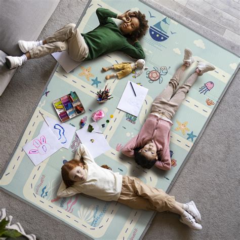 Baybee Sea Theme Baby Double Sided Play Mat Foldable Crawling Mat Size ...