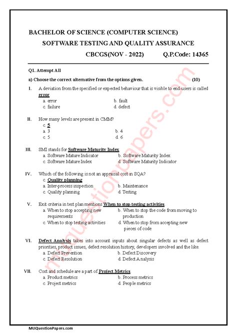 mu bsc software testing study material - BACHELOR OF SCIENCE (COMPUTER ...