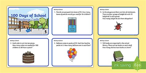 KS1 100 Days of School Multiplication and Division Maths Challenge Cards