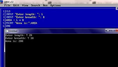 WRITE A PROGRAM IN QBASIC TO STORE THE LENGTH AND BREADTH OF A ...