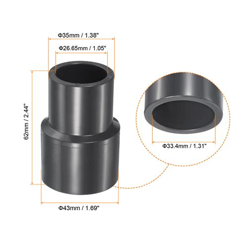 Uxcell 1"x3/4" UPVC Reducer Pipe Fitting SCH80 Straight Coupling, Grey ...