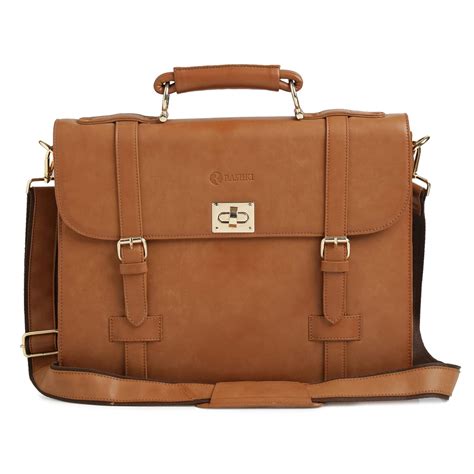 Buy RASHKI Visok Men's Tan Vegan Leather 15 Inch Laptop Bag/Office ...