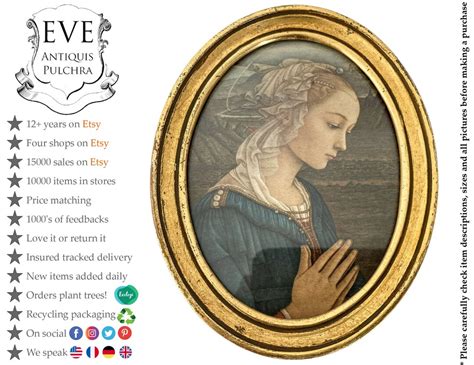 Vintage Italian Filippo Lippi Madonna Small Print in Ornate Golden ...