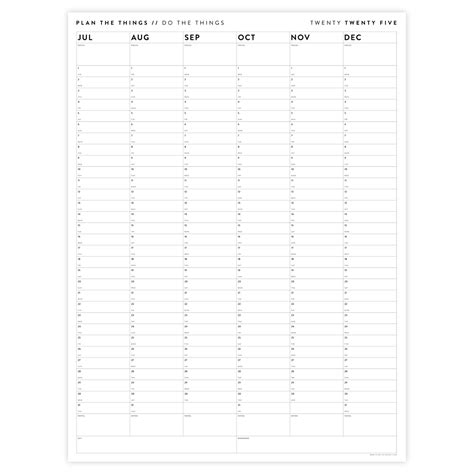 PRINTABLE SIX MONTH 2025 MINIMAL WALL CALENDAR (JULY TO DECEMBER) - IN ...