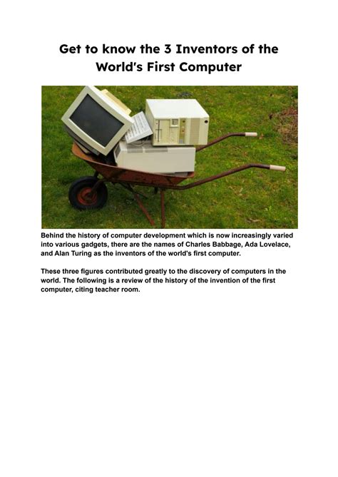 SOLUTION: Get to know the 3 inventors of the world s first computer - Studypool