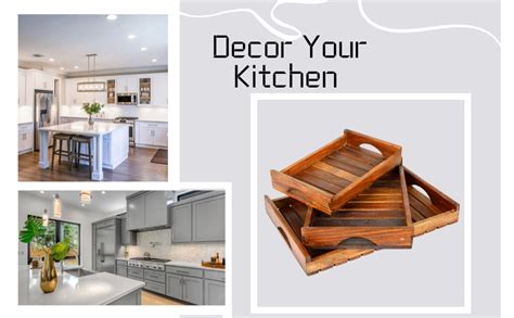 CRAFTARENA Wooden Serving Trays with Handle – Set of 3 – Large, Medium ...