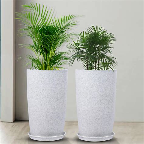 Kuber Industries Pack of 2 Flower Pot with Plate | 18 Inch ...