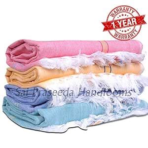 SAI PRASEEDA Handloom 100% Pure Cotton Towels (Pack of 4) with 1 Year ...