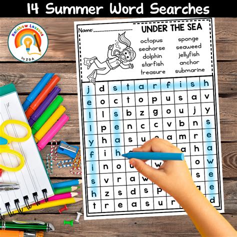 Summer Word Search and Puzzles Worksheets | Summer Vocabulary | Summer ...