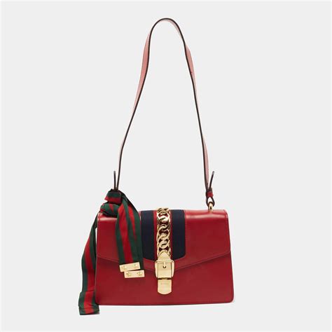 Gucci Red Leather Sylvie Shoulder Bag Gucci | The Luxury Closet