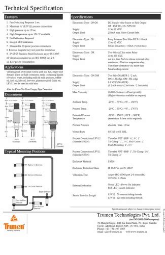 Vibrating Fork Liquid Level Switch - Tuning Fork Level Switch Trader ...