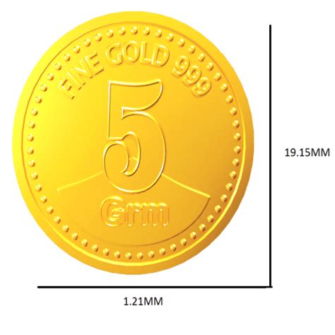 Five(5)gm 24KT 999 purity certified gold coin / bullion in blister ...