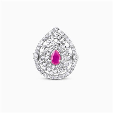 Silver Opulent Teardrop Ring – GIVA