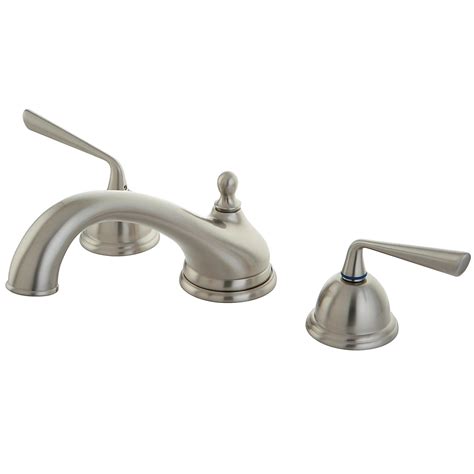 Kingston Brass Silver Sage Brushed Nickel 2-handle Deck-mount Roman Low ...