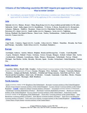 Visa Application - Embassy Of The Hashemite Kingdom Of Jordan - Fill ...