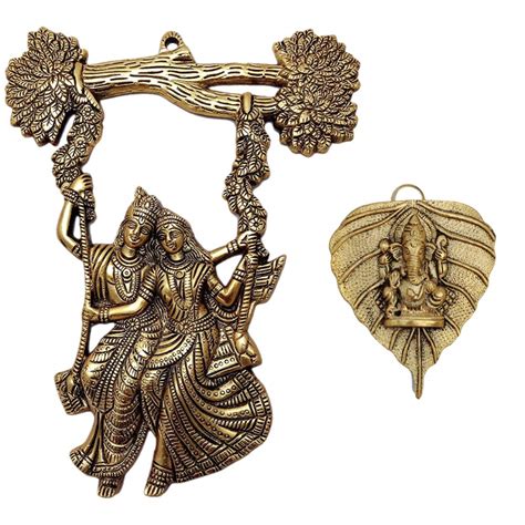 CHHARIYA CRAFTS Radha Krishna Tree Jhula and Ganesh Decorative Metal ...
