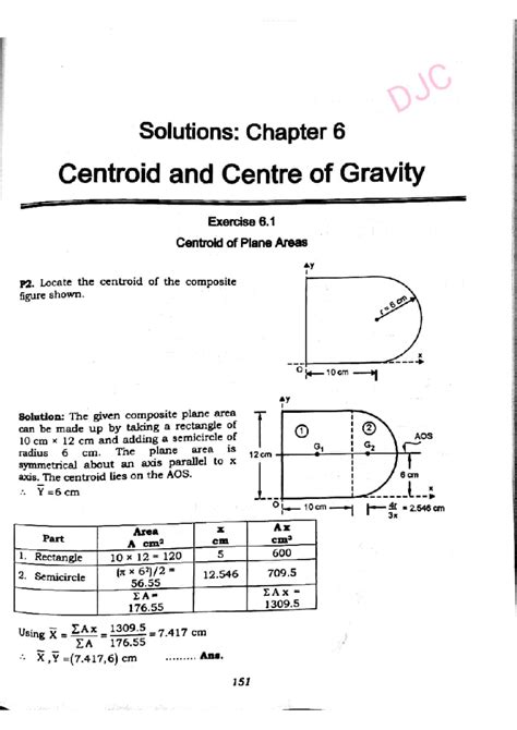 DJC Solutions: Chapter 6 Centroid and Centre of Gravity Exercises - Studocu