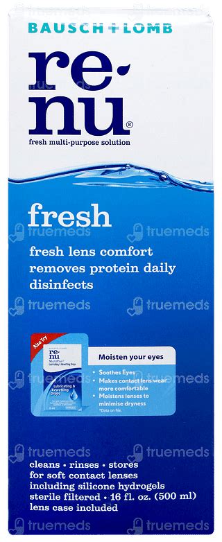 Bausch Lomb Renu Fresh Multi Purpose Solution 500 Ml - Uses, Side ...