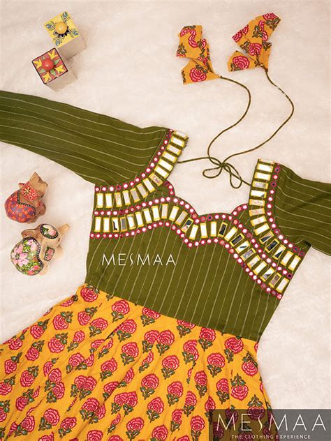 Yellow green pink anarkali – Mesmaa