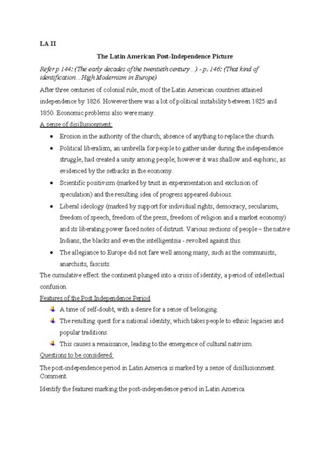 LA II - Activities on Latin America's Post-Independence Identity Crisis ...