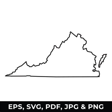 Virginia State Outline SVG, Virginia Map Clipart, Virginia Outline PNG, Digital Download Files ...