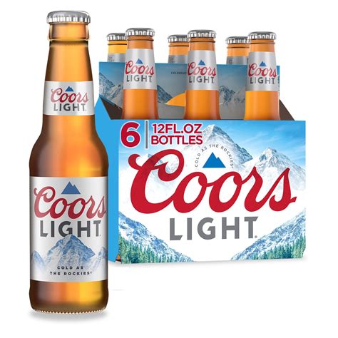 Coors Light American Light Lager Beer, 6 Pack, 12 fl oz Glass Bottles ...