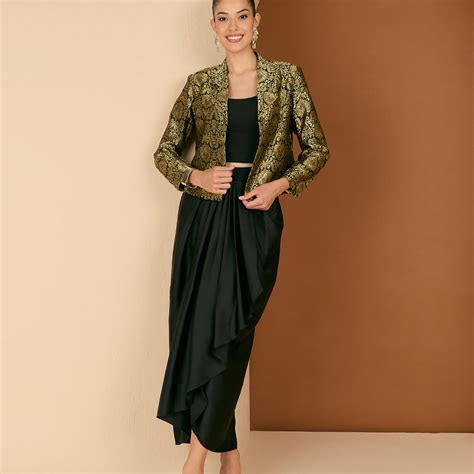 Antheaa Brocade Jacket & Draped Skirt Co-ord – Antheaa Clothing