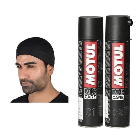 Le Gear Dri-Fit Helmet Skull Cap (Black) + Motul Combo of C2 Chain Lube ...