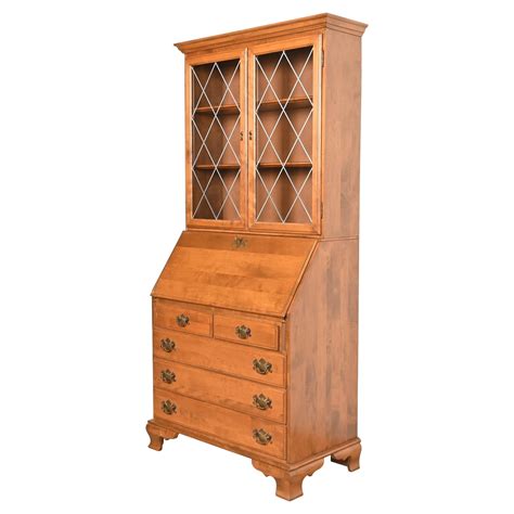 Henkel Harris Georgian Mahogany Drop Front Secretary Desk with Bookcase ...