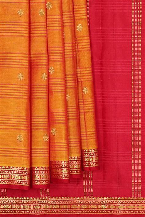 Arani Silk Orange Saree – Kalanjali