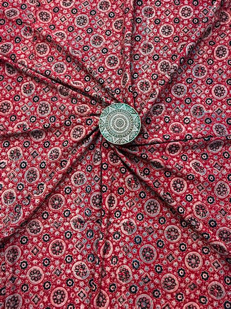 Handblock Printed Natural Dyed Ajrakh Cotton Fabric – Chakori Ethnic