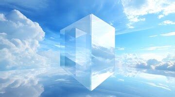 Glass cube reflecting clouds and sky | Premium AI-generated image
