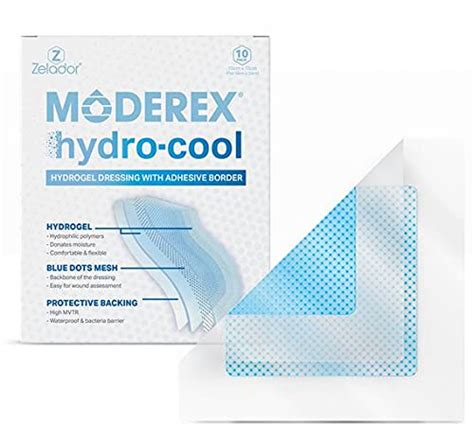 Buy Moderex Hydrocool Hydrogel Dressings for Dry Wounds, Secondary ...