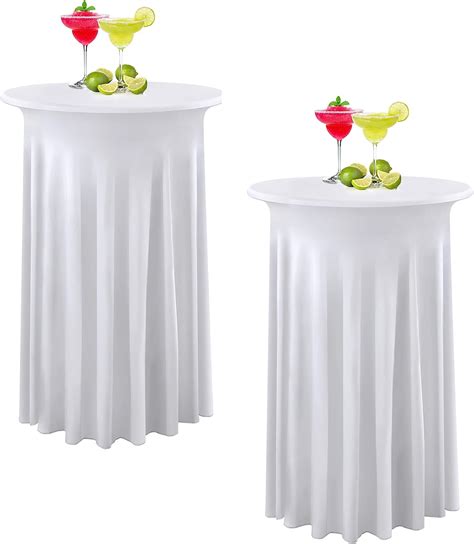 Amazon.com: 2 Packs White Round High Top Table Cloth for Cocktail Party ...