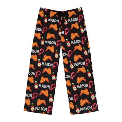 Funny Pajama Pants for Him, Chicken Wings and Hot Sauce Pants, Buffalo ...