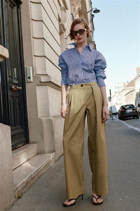 BARREL TROUSERS WITH DARTS - Khaki | ZARA India