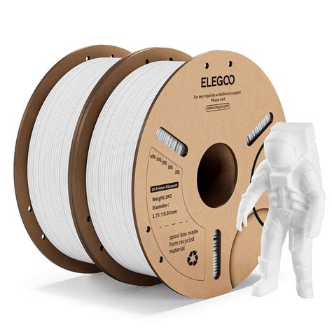 ELEGOO PLA Filament 1.75mm White 2kg, 3D Printer Filament 1kg Spool ...