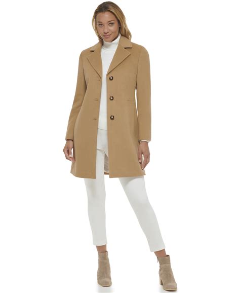 Calvin Klein Women's Classic Cashmere Wool Blend Coat, Camel Classic, 8 ...